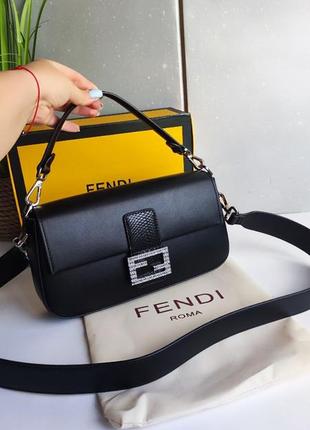 Сумка багет в стиле fendi roma кожа