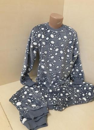Теплая махровая пижама для мальчика подросток размер 128 134 140 146