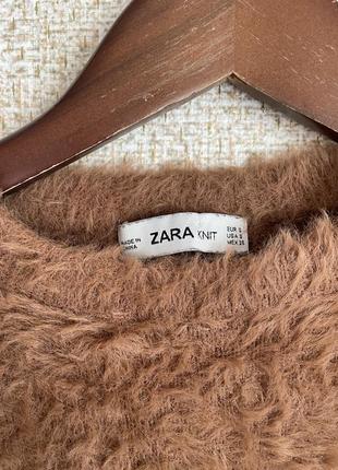 Пухнаста коричнева кофта укорочена від zara5 фото