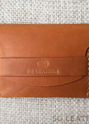 Мини кошелёк из натуральной кожи ручной работы "sg leather", цвет рыжий2 фото