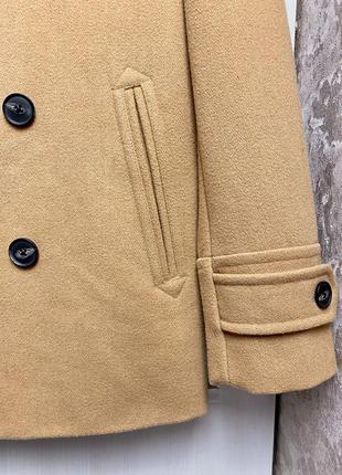 Чоловіче пальто, двобортне вкорочене пальто пісочного кольору, тепле пальто4 фото
