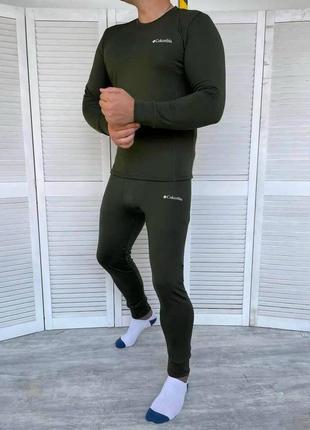 Термобілизна чоловіча на флісі комплект тепла зимова термо білизна лижний одяг штани кофта набір