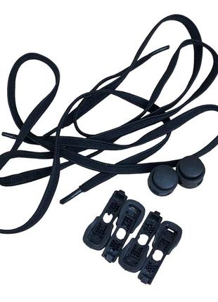 Эластичные ленивые шнурки kiwi 80 см черные3 фото