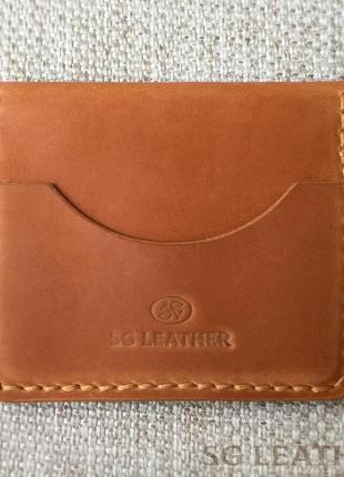 Кошелёк из натуральной кожи ручной работы "sg leather", цвет рыжий3 фото