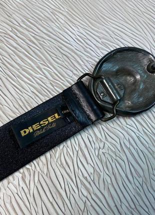 Ремень diesel black gold y2k унисекс черный кожаный с крупной железной бляхой2 фото