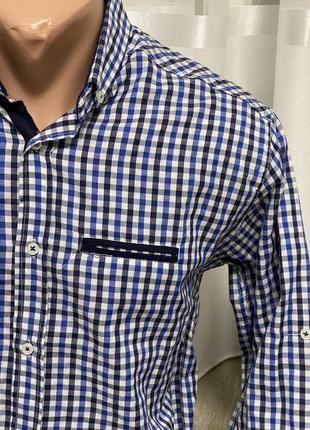 Мужская рубашка в клетку с длинным рукавом молодежная турецкая рубашка качественная2 фото