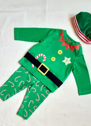 Эльф f&f англия рождественский новогодний костюм с колпачком на 0-3 месяца1 фото