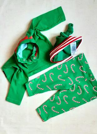 Эльф f&f англия рождественский новогодний костюм с колпачком на 0-3 месяца3 фото