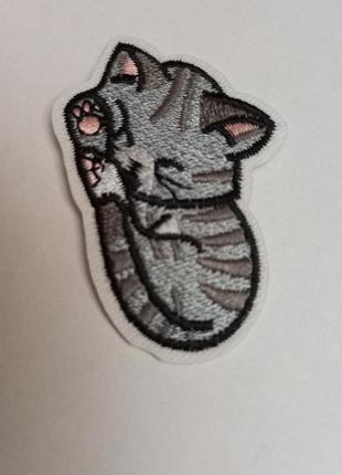 Нашивка патч шеврон різні patch із рисунками серый кот котик4 фото