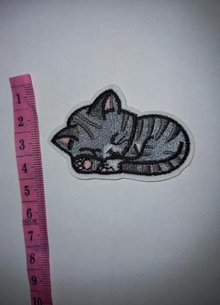 Нашивка патч шеврон різні patch із рисунками серый кот котик2 фото