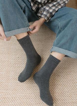 Темно-сірі шкарпетки з начесом шерстяні 3630 темні махрові носки на морози 36-407 фото
