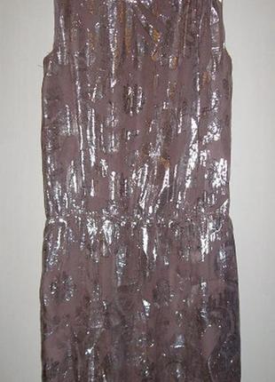 Шелковое платье с напуском, с серебряной нитью