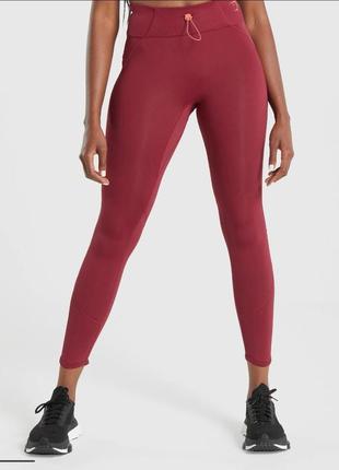 Gymshark леггинсы pulse leggings burgundy