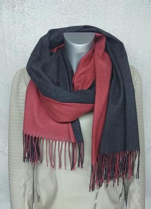Кашемировый двухсторонний шарф, палантин кашемир платок из кашемира розовый серый