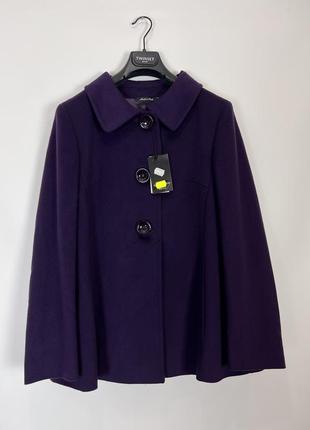 Новое пальто фиолетовое кашемир пальто шерсть италия 46 размер пальто трапеция