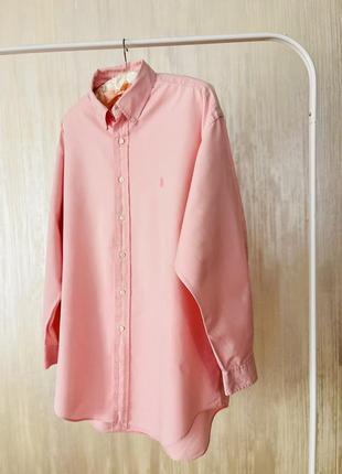 Класична котонова сорочка оверсайз ralph lauren рожева