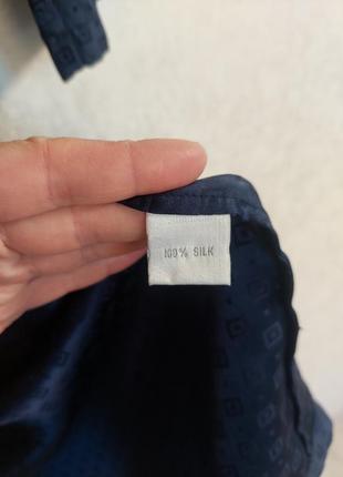 Шёлковый темно-синий длинный халат globus lingerie( размер 36-38)4 фото