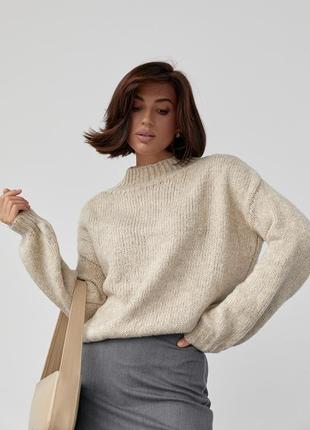 Нежный женский вязаный однотонный свитер оверсайз артикул: 06700