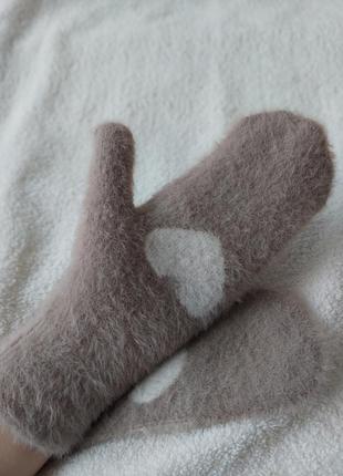 Жіночі теплі зимові рукавиці варежки2 фото