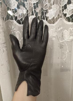 Мягесенькі шкіряні рукавички, рукавиці шкіра з натур мехом італія4 фото