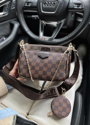 Жіноча сумка lv multi pochette brown black