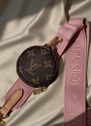 Женская сумка lv multi pochette brown/pink7 фото