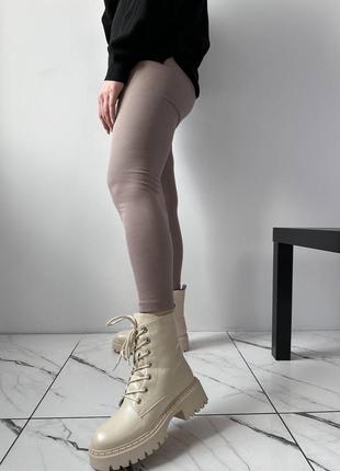 Ботинки зимние кожаные бежевые5 фото