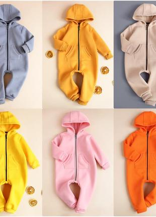 Теплий ромпер комбінезон сліп чоловічок на флісі трикотажний з капюшоном відкритими ніжками для дівчинки хлопчика сірий чорний