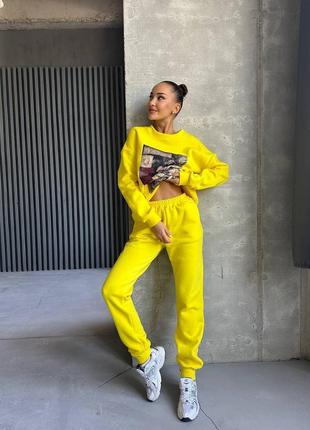 Яскравий стильний теплий утеплений спортивний костюм двійка на флісі з міккі маусом7 фото