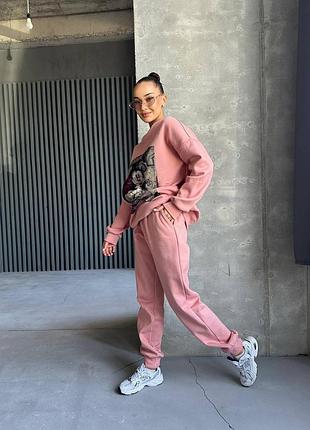 Яркий стильный утепленный спортивный костюм на флисе с микки маусом6 фото