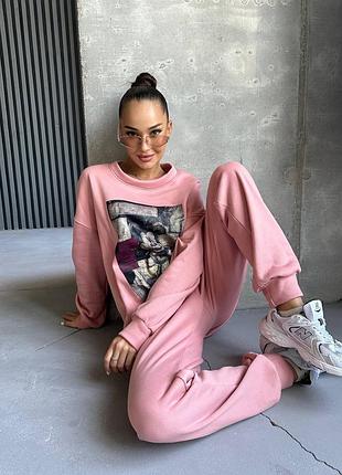 Яркий стильный утепленный спортивный костюм на флисе с микки маусом5 фото