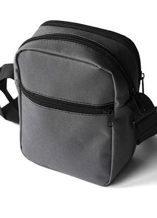 Мужская сумка мессенджер stone island grey серая спортивная барсетка  тканевая сумка через плечо4 фото
