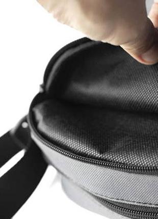 Мужская сумка мессенджер stone island grey серая спортивная барсетка  тканевая сумка через плечо6 фото