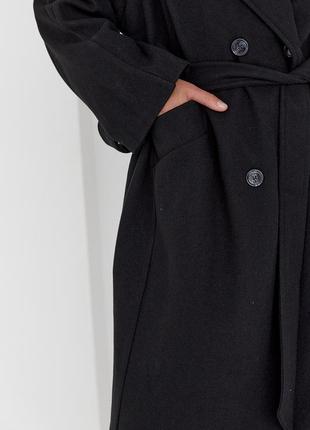 Женское двубортное кашемировое пальто под пояс2 фото