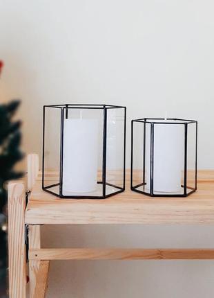 Скляні свічники, набір із 2х. подарунковий набір новорічних свічників.