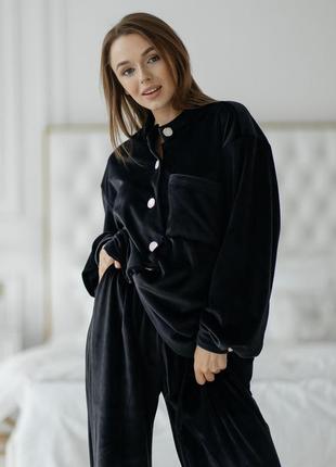Emma 30023 домашній костюм велюр піжама велюрова чорна1 фото
