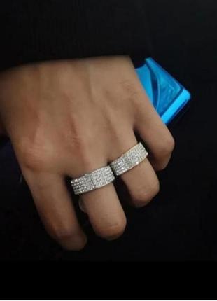 Кольцо сияющее большие размеры в стразах дорожка блестящий медсталь медзолото купить кольцо3 фото