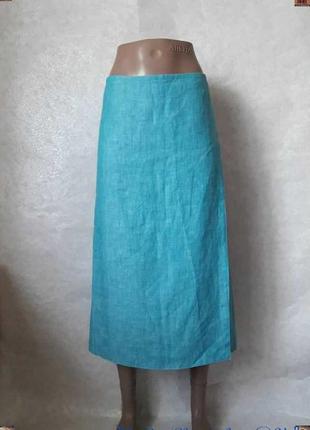 Новая летняя юбка миди на запах со 100 % льна в голубом цвете, размер xl-2хл