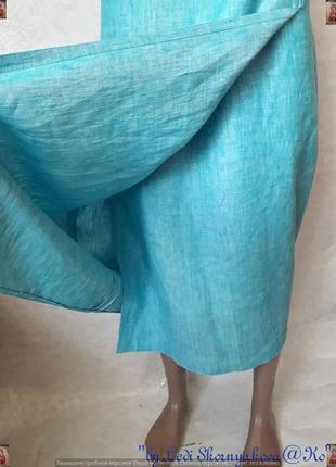 Новая летняя юбка миди на запах со 100 % льна в голубом цвете, размер xl-2хл6 фото