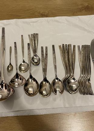 Винтажный набор посеребренных столовых приборов auerhahn 90