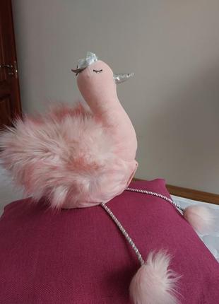 Мягкая игрушка розовая фламинго принцесса