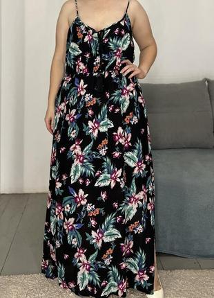 Макси платье в цветочный принт No5811 фото