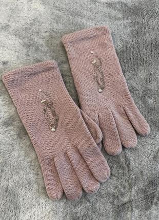 Перчатки трикотажные, женские, розовый, s, m1 фото