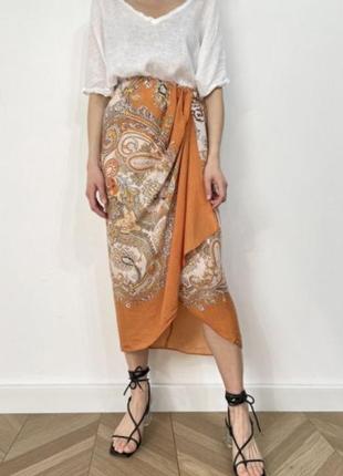Юбка-саронг длины миди принт пейсли h&m