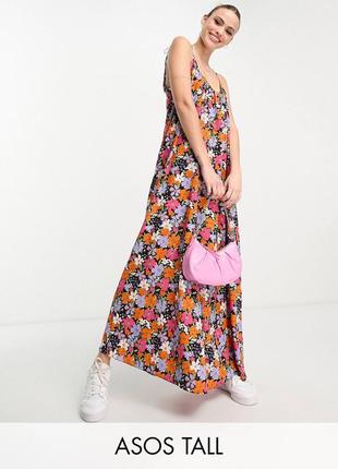 Яркое макси платье в цветочный принт No583
