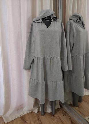 Ярусное с капюшоном платье 👗 большого размера