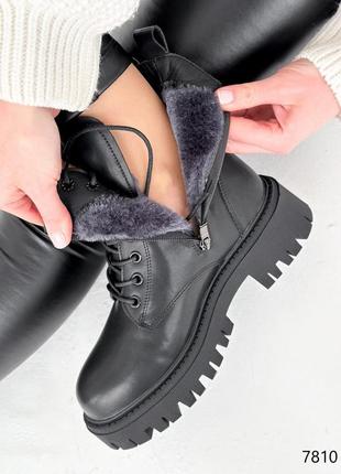 Распродажа натуральные кожаные зимние черные ботинки - берцы 36р.9 фото