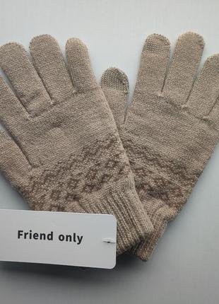 Зимние теплые перчатки xiaomi fo touch screen gloves бежевые для сенсорных экранов мужские женские2 фото