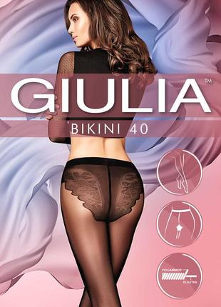 Колготки женские bikini 40 den с ажурными трусиками тм giulia1 фото