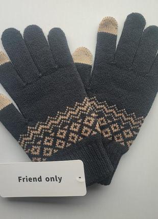 Зимние теплые перчатки xiaomi fo touch screen gloves синие  для сенсорных экранов мужские женские2 фото